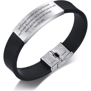 Siliconen armband voor heren - Verstelbare lengte - RVS- Vaderdag Cadeau