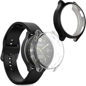 kwmobile 2x smartwatch hoes geschikt voor Xiaomi Watch 2 hoesje - Siliconen sporthorloge cover - Activity tracker case in zwart / transparant