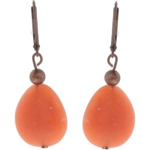 Behave Oorbellen - oorhangers - dames - oranje - koraalrode kleur - 4.2cm