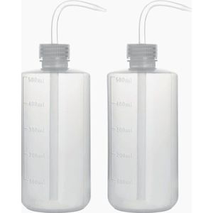 PolkaHome Wasfles, 2 Pakken Plastic Knijpwasfles, LDPE met Smalle Mond