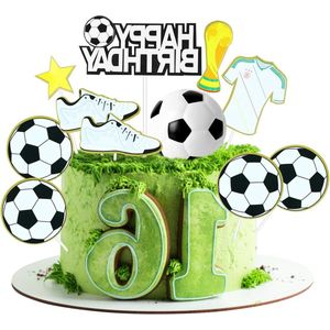 Voetbal Cake Toppers - 13 stuks - Voetbal Taartdecoratie Cupcakes Decoratieve Inzetstukken - Voetbalspel Taartdecoratie met Trofee Gymschoenen Voetbalshirt - Jongens Meisjes Verjaardagsfeest ThemaFeest