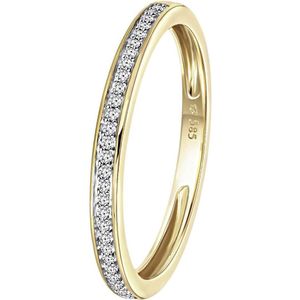 Lucardi Dames Railring 29 diamanten 0,08ct - Ring - Cadeau - 14 Karaat Goud - Geelgoud