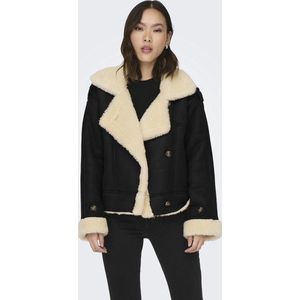Only Jas Onlylva Faux Suede Bonded Jacket Cc 15293012 Black/white Tedd Dames Maat - M