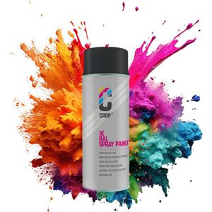 CROP Spuitbus RAL 9011 Grafietzwart - Zijdeglans - 400ml - Spuitbus verf Zwart - 100% kleurecht - Sneldrogend - Binnen & Buiten - RAL9011