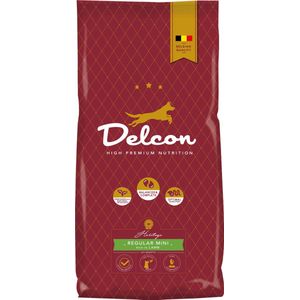 Delcon High Premium Hondenvoer - Adult Regular Mini - 3kg - Rijk aan Lam - Kleine Hondenbrokken voor Kleine Hondenrassen - Hondenvoer & Snacks