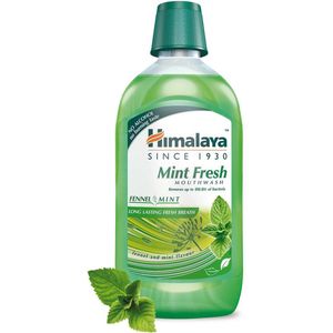 Himalaya Herbals Mint Fresh Mouthwash - Mondwater - Verwijdert 99.9% Bacterien - Voorkomt Tandplak - Brandt Niet en Zonder Alcohol - Mondspoeling Voor een Langdurige Frisse Adem - 450 ml