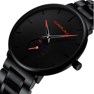 CRRJU Horloge - Zwart - Rood - Heren - Analoog - Ø 35 mm - staal