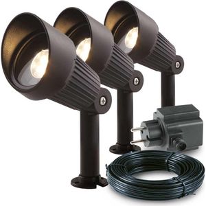 3x LED grond spot - 12V - 3 watt - complete set