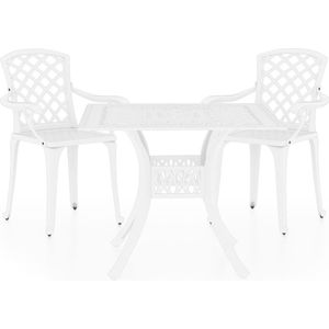 vidaXL - 3-delige - Bistroset - gietaluminium - wit