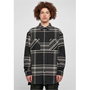 Urban Classics - Long Oversized Checked Summit Overhemd - L - Zwart