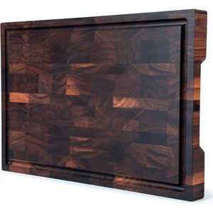 Professionele Snijplank Walnoothout - Walnoot Hout met Sapgeul en Handvaten - 38x26x3cm - Borrelplank