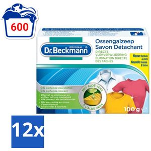 Dr.Beckmann - Vlekkenverwijderaar - Ossengalzeep Met Aloë Vera - Witte en Gekleurde Was - 100g - Voordeelverpakking - 12 stuks