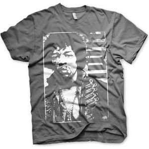 Jimi Hendrix Heren Tshirt -L- Distressed Grijs