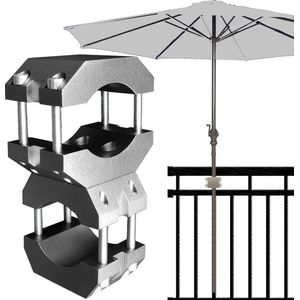 Stevige Parasolhouder - Parasolstandaard voor Balkon en Ronde, Vierkante Leuningen - Parasolbevestiging zonder Boren (Space Grey)