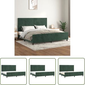 The Living Store Bedframe zonder matras 200x200 cm fluweel donkergroen - Donkergroen Bed Frame - Fluweel Bed Frame - Tweepersoons Bed Frame - Adjustable Headboard - Luxe Bed Frame