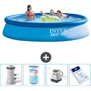 Intex Rond Opblaasbaar Easy Set Zwembad - 396 x 84 cm - Blauw - Inclusief Pomp Filter - Zoutwatersysteem - Zwembadzout