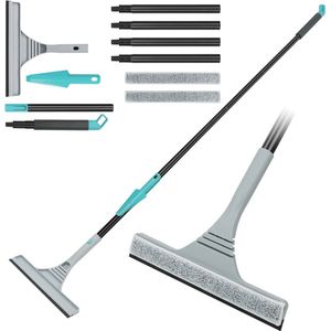 Telescoop Raamreiniger 2-in-1 met Microvezelpads en Schraper - Perfect voor Hoge Ram