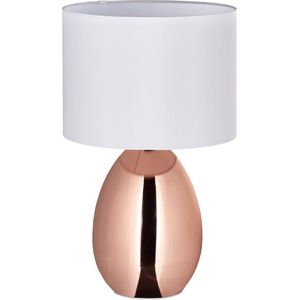 Relaxdays nachtlamp touch dimbaar - schemerlamp koper - tafellamp E14 - groot - modern