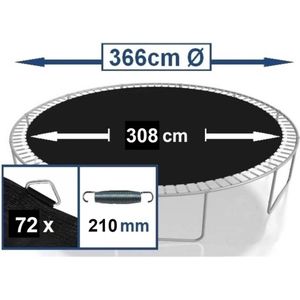 Springmat Trampoline Rond diameter 360-370 cm - 72 Ringen voor 21 cm veren