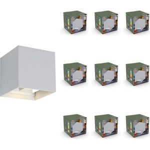 WallDeco LED Wandlampen set vierkant - Wit - Verstelbaar licht - Geschikt voor buiten en binnen - 10 stuks