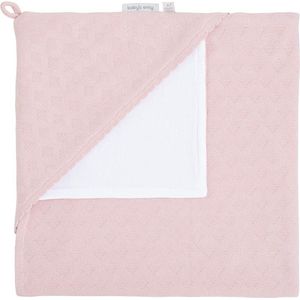 Baby's Only Gebreide wikkeldeken - Omslagdoek baby Reef - Chenille voering - Misty Pink - 75x75 cm - 100% ecologisch katoen - Geschikt voor drie- en vijfpuntsgordel