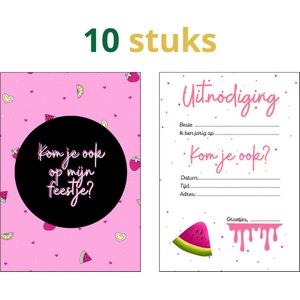 Uitnodiging kinderfeestje zomer - Uitnodigingen kinderfeestje - 10 stuks - uitnodigen feestje zomer - party time - uitnodiging kinderfeestje - uitnodigingen meisjes - uitnodiging zomer