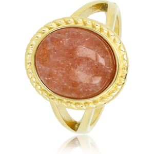 My Bendel Goudkleurige vintagering met Berry Quartz edelsteen - Goudkleurige vintagering met Berry Quartz edelsteen - Met luxe cadeauverpakking