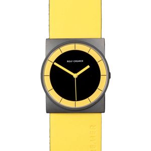 Rolf Cremer Concepta - horloge - dames - geel - titanium - kalfsleer - cadeautip