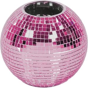 Housevitamin Kaarshouder - Waxinelicht- Disco Glitter- Glas -Roze - 12,5x12,5x10,5cm