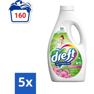 Dreft - Ultimate Care - Vloeibaar Wasmiddel - Gekleurde Was - Een Vleugje Roze - 32 Wasbeurten - Bulkverpakking - 5 stuks