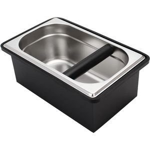 Koffiepuckcontainer van roestvrij staal, met stalen houder en rubberen ring voor ruisonderdrukking (27,8 x 17,5 x 10,8 cm)