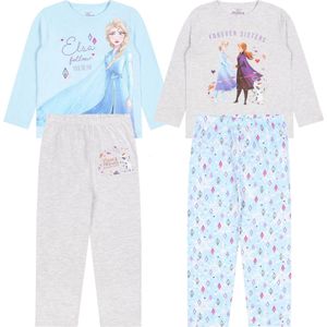 Set: 2x grijs-blauwe pyjama met lange broek ANNA EN ELSA FROZEN