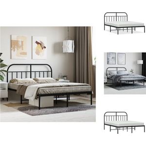 vidaXL Metalen Bedframe - Klassiek design - Robuust en elegant - 196x142x100 cm - Zwart - Bed