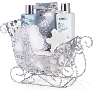 BRUBAKER Cosmetics 6 Stuks Verzorgingsset - Winter Wonder - Beauty Gift Set Vanille Scent - met Glitterslee Zilver