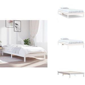 vidaXL Bedframe - Bedframes - Bed - Bedbodem - Bedframe massief grenenhout wit 90x190 cm