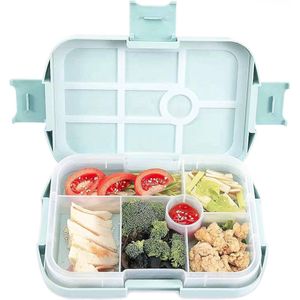 Kinderlunchbox | Bentobox met vakken | Lunchbox Kinderen | Robuuste Lunchbox met 6 Vakken | Kinderlunchbox Kleuterschool (Blauw)