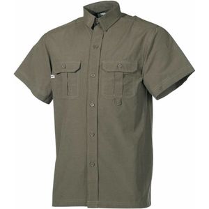 MFH Fox Outdoor - Overhemd - korte mouwen - legergroen - microvezel - 2 borstzakken - Maat M
