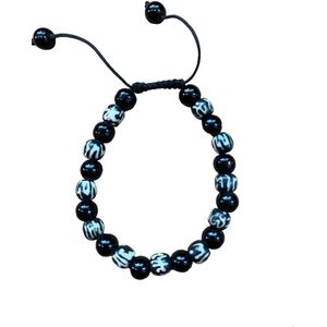 Armband - ohm - mantra - kraal - onyx edelsteen - Nepal - verstelbaar - unisex