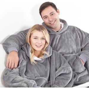 Fleece deken | Hoodie blanket | Trui deken | Kleur: GRIJS