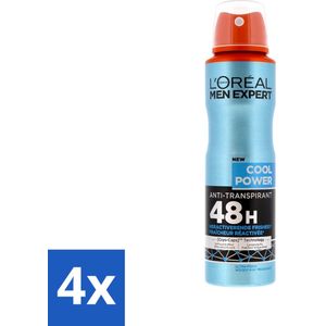 L'Oréal Men Expert Cool Power - Deodorant - 150ml - Deodorant Spray - Voordeelverpakking - 4 stuks