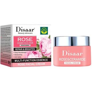 Hydraterende Gezichtscrème met Ceramiden & Rozenextract – 50g | Dagcrème voor Droge & Gevoelige Huid | Anti-aging