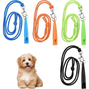 4 stuks trainingsfluitje voor hond met sleutelkoord - terugroepactie hoge toonhoogte om te stoppen met blaffen - gedragscontrole (4 kleuren)