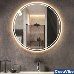 CasaVibe Spiegel met led - Spiegel met verlichting - Badkamerspiegel - Dimbaar - Drie Kleuren - Anti-Fog