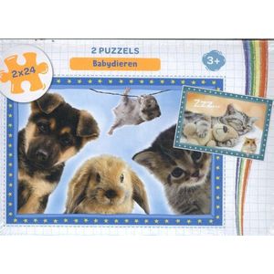 Puzzels 2x24 3+  -  Babydieren - puzzel 2 x 24 stukjes