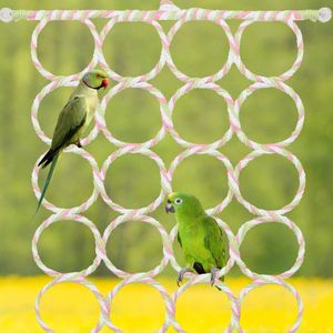 Vogel touw schommel, papegaai klimnet, brug voor papegaaien, vogelspeelgoed, hangend schommelnet met 2 haken, vogelspeelgoed voor papegaaien, parkieten, hamsters, kleine huisdieren (willekeurige kleur)