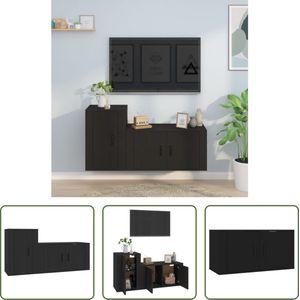 The Living Store Televisiekastenset - Zwarte tv-meubel - 80 x 34.5 x 40 cm - 40 x 34.5 x 60 cm - Klassiek design