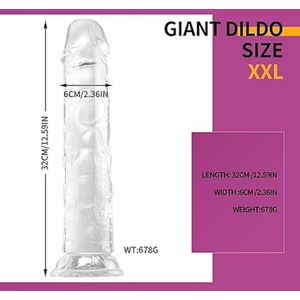 seksspeelgoed voor koppels, anale dildo's, realistische siliconen dubbele dildo met 3D-testikels 32 x 6 cm