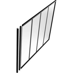 Vente-unique Afsluitlat voor glazen binnenraam in aluminium met poedercoating - H130 cm - Zwart - BAYVIEW