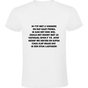 Ik typ met 2 vingers Heren T-shirt | pc | computer | toetsenbord | typen | grappig