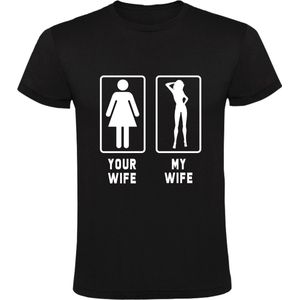 My hot wife Heren t-shirt | your wife my wife | bikini | jouw vriendin mijn vriendin | relatie |  Zwart